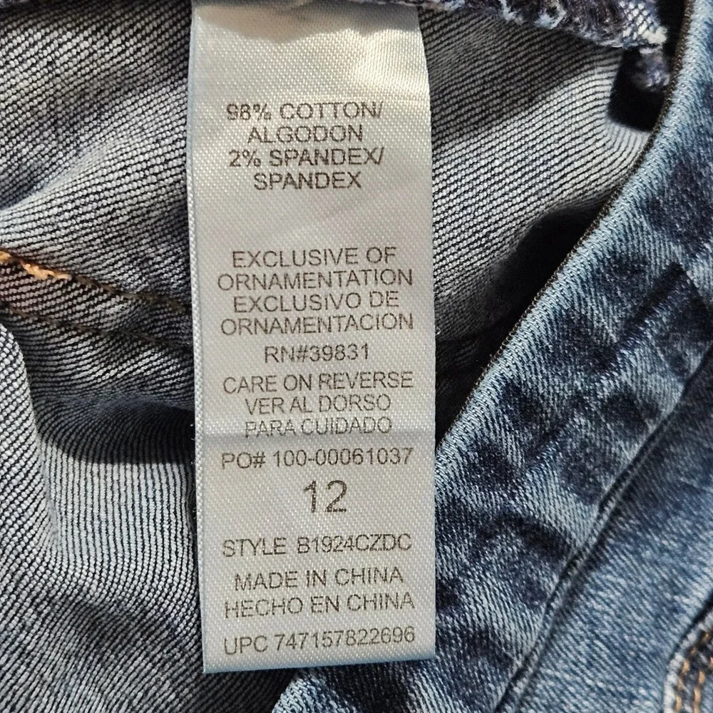 Democracy Ab Solution Jeans Sz 12 Blue Medium Wash Front Seam Slit Ankle Hem